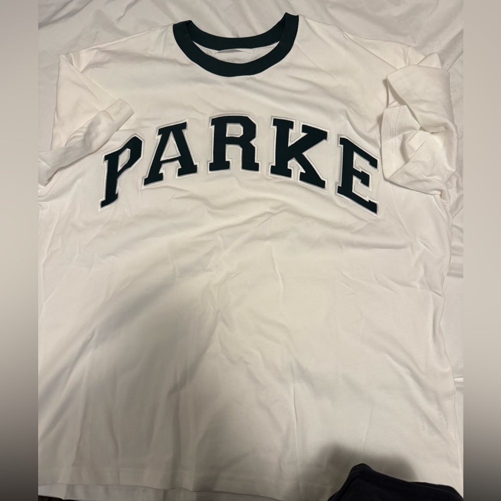 Parke collegiate T-shirt NWT white w/forest green